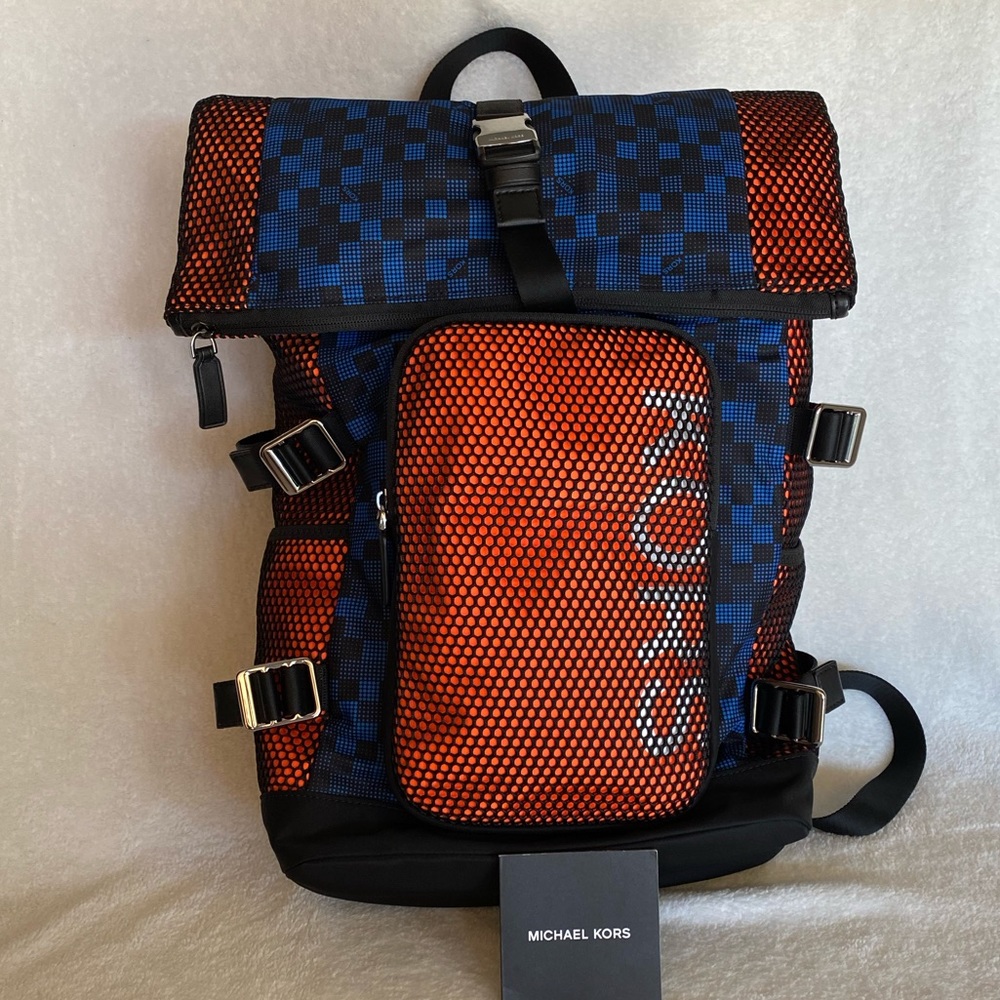 SOLD! NWT Michael Kors Kent Roll Top Mesh Backpack - Picture 1 of 15